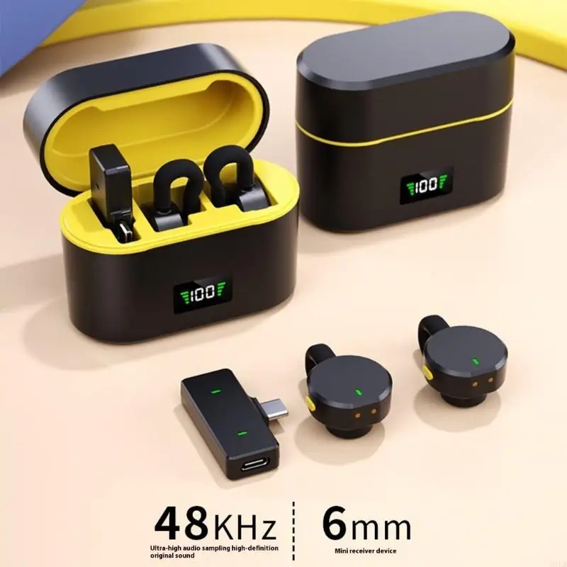 2025 جديدة لضوضاء ميكروفونات ميكروفون لاسلكية جديدة لإلغاء نظام ميكروفونات مزدوجة قابلة لإعادة الشحن لالتقاط صوتي واضح في أي