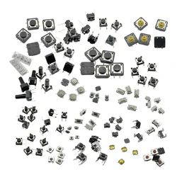 125Pcs 25 Types Micro Tact Push Button Switch Assorted Kit SMD DIP 2*4 3*6 4*4 6*6 12*12 Reset Mini Leaf Switches for Arduin