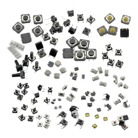 125Pcs 25 Types Micro Tact Push Button Switch Assorted Kit SMD DIP 2*4 3*6 4*4 6*6 12*12 Reset Mini Leaf Switches for Arduin
