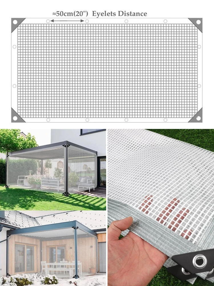 100% Waterproof Thickened PE Mesh-Reinforced Tarpaulin Garden Plant Cover Balcony Pergola Gazebo And Furniture Rainproof Cloth