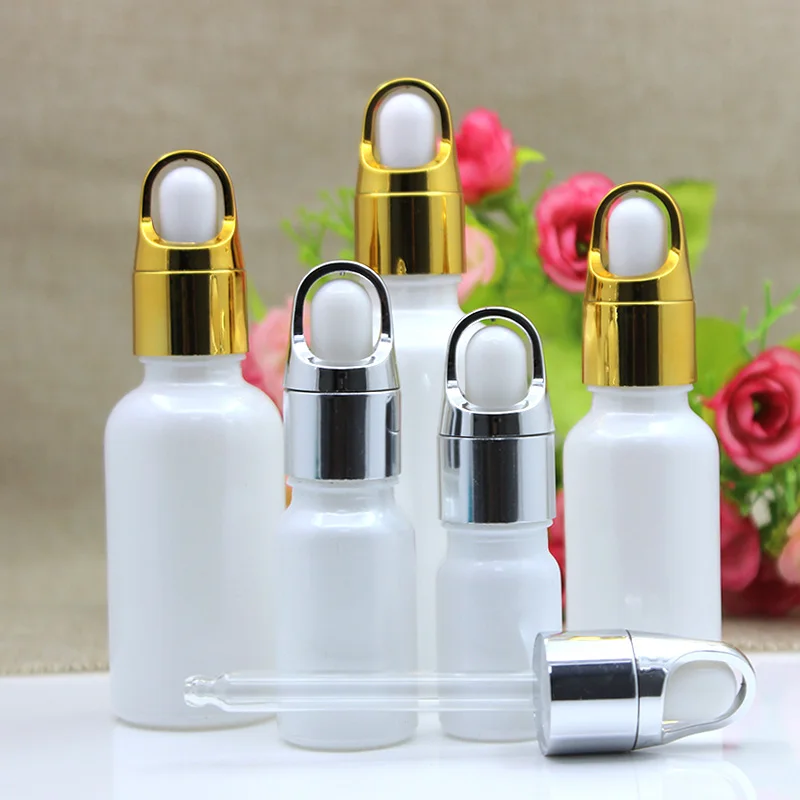 

5ml10ml15ml20ml30ml50ml100ml white glass bottle dropper lid essential oil sample toner moisture lotion emulsion cosmetic packing