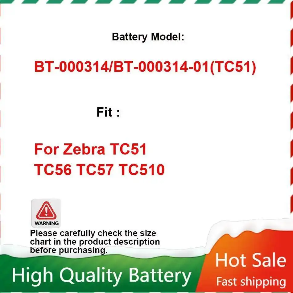 

Printer Battery 4300mAh For Zebra TC51 TC56 TC57 TC510 Laptop BT-000314/BT-000314-01(TC51) long-lasting and replaceable battery