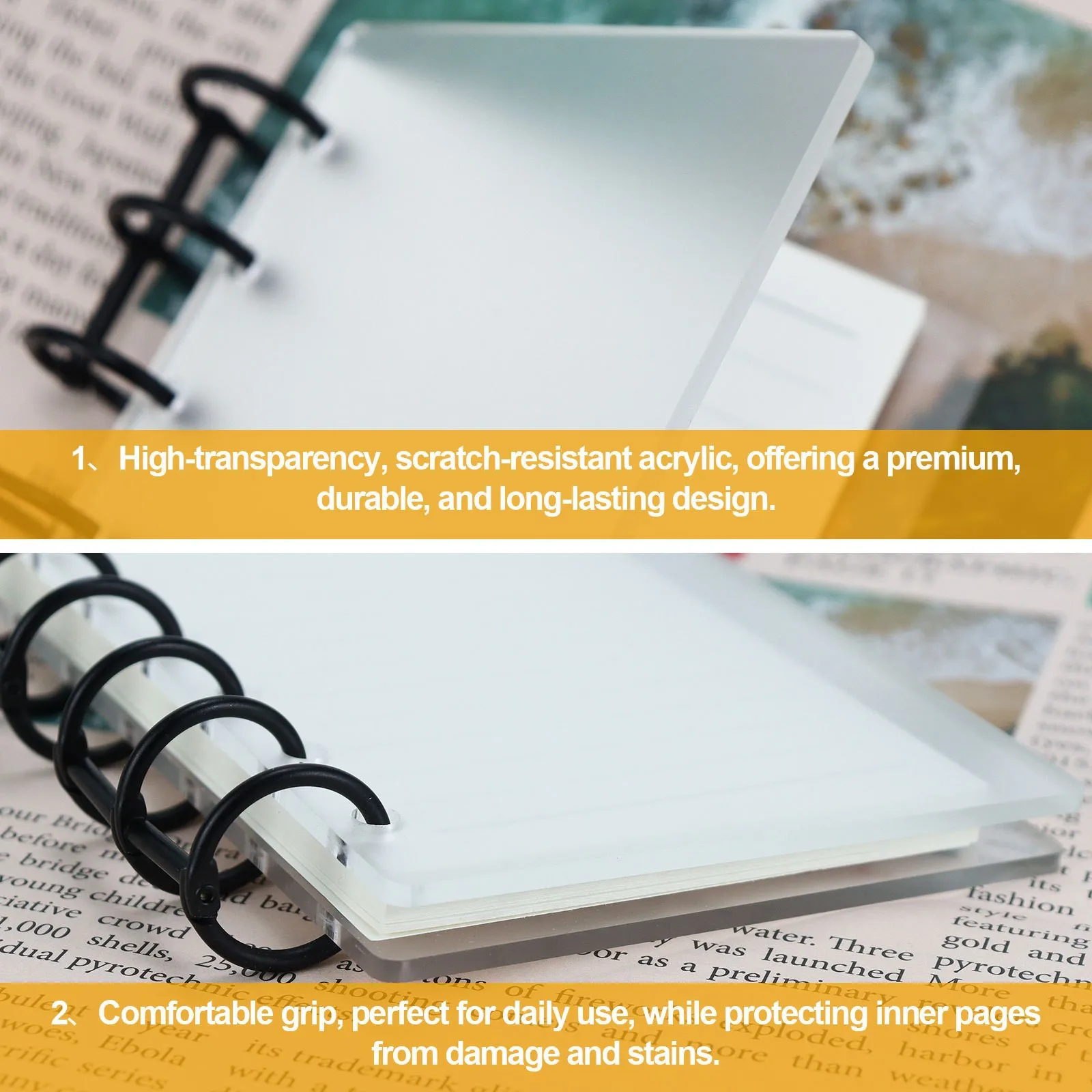 A7 transparent twill binder acrylic transparent shell 6-hole detachable shell notebook coil binder replacement core