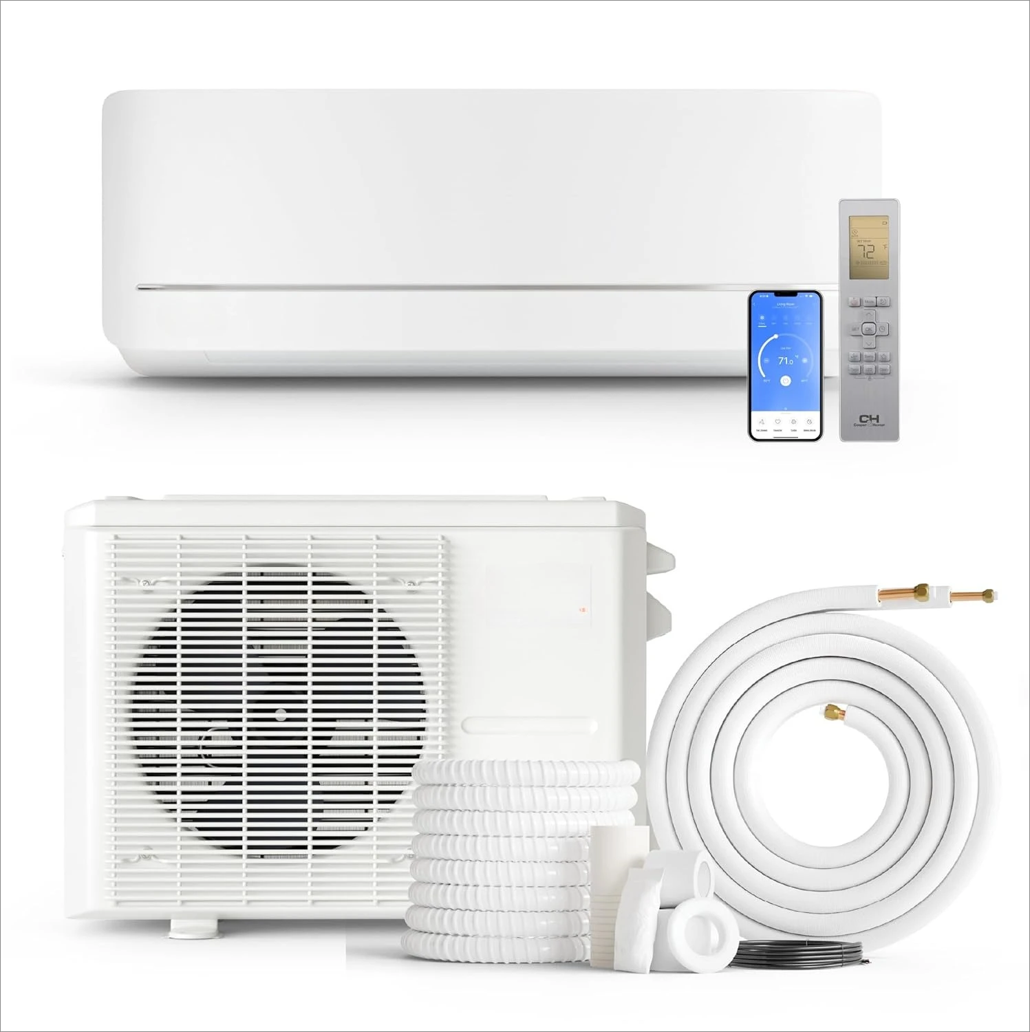 

Моноблочный кондиционер и тепловой насос 9000 BTU, 230В, для одной зоны, настенный, без воздуховодов – 21.2 SEER2 – 16 футов, на заказ