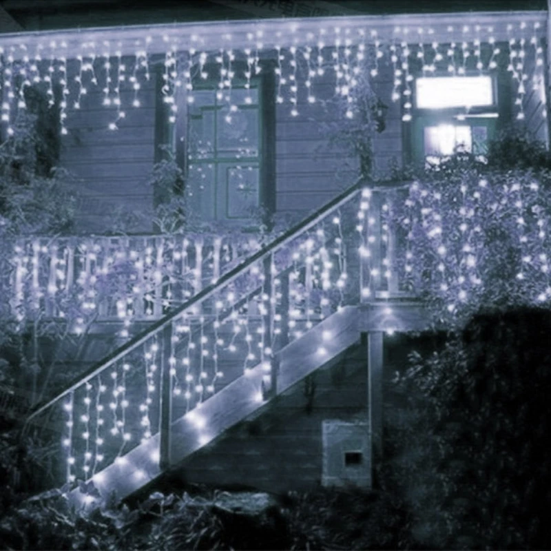 LED Curtain Icicle String Light Decorations for Home Street Eave Winter Decor Holiday Lighting Christmas Outdoor Garland Lights