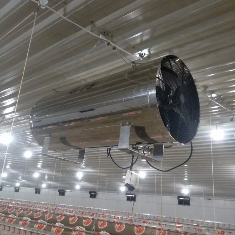 جودة عالية 64500kcal/h طبقة مربية الدواجن نظام الزراعة اللاحم الكهربائية الغاز الهواء سخان منفاخ ساخن مع عربة محمولة