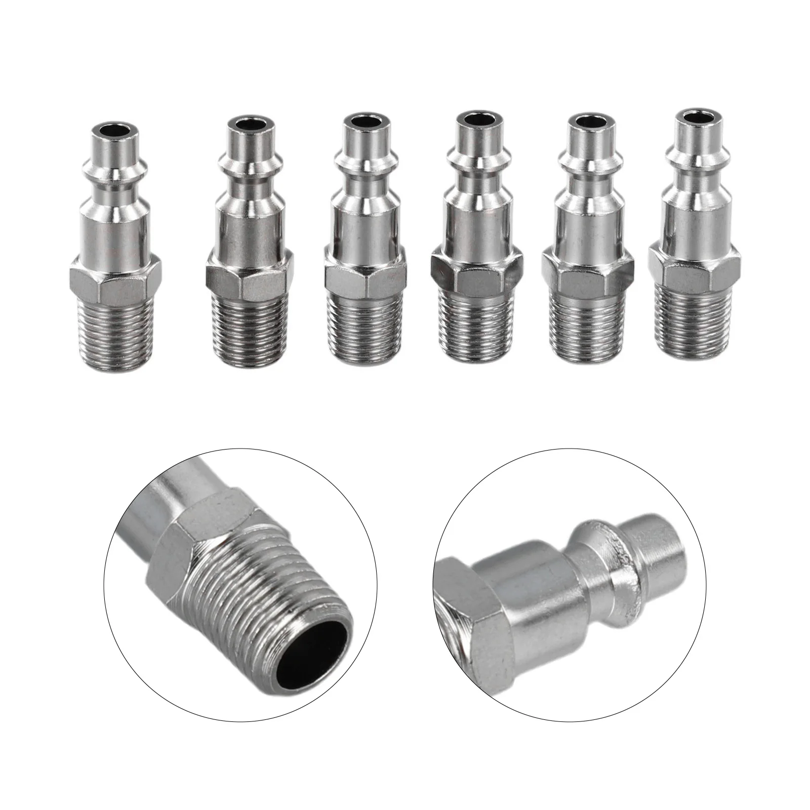 ข้อต่อเกลียวแบบปลดเร็ว NPT ตัวผู้ขนาด1/4นิ้ว6ชิ้นอุปกรณ์ท่ออากาศนิวแมติกชุบโครเมียมอุปกรณ์ต้านทานสนิม