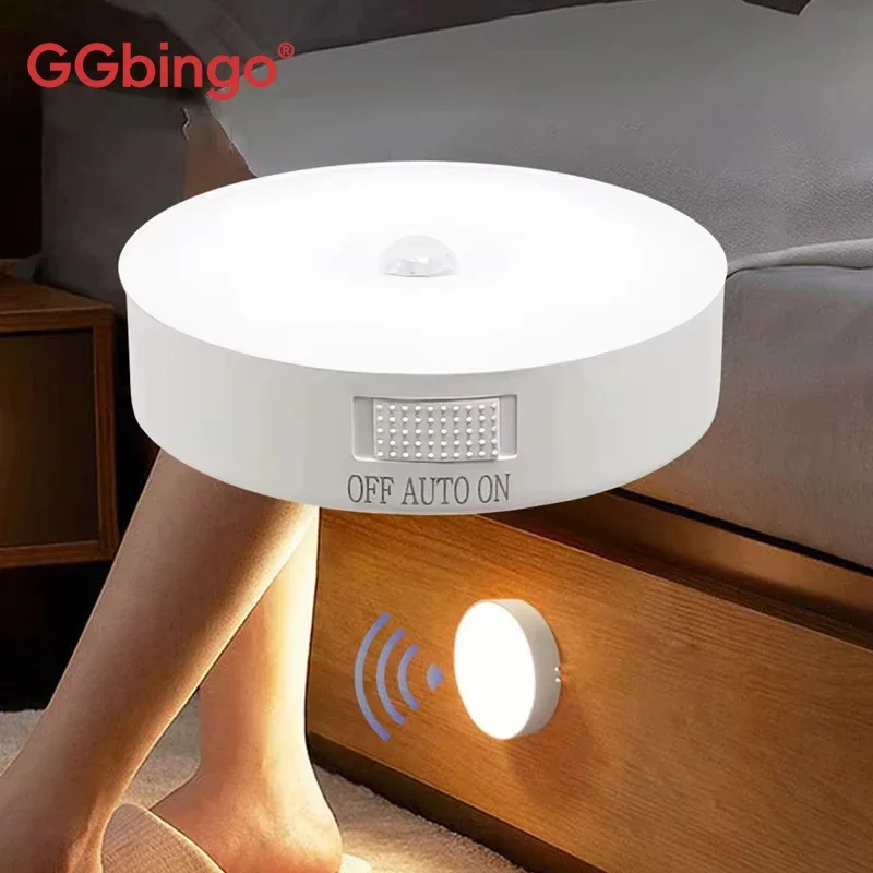 Lampe à Détecteur de Mouvement Type-C GGbingo, Lampe Rechargeable, Veilleuse LED de Chevet pour Couloir, Armoire, Placard, Chambre à Coucher