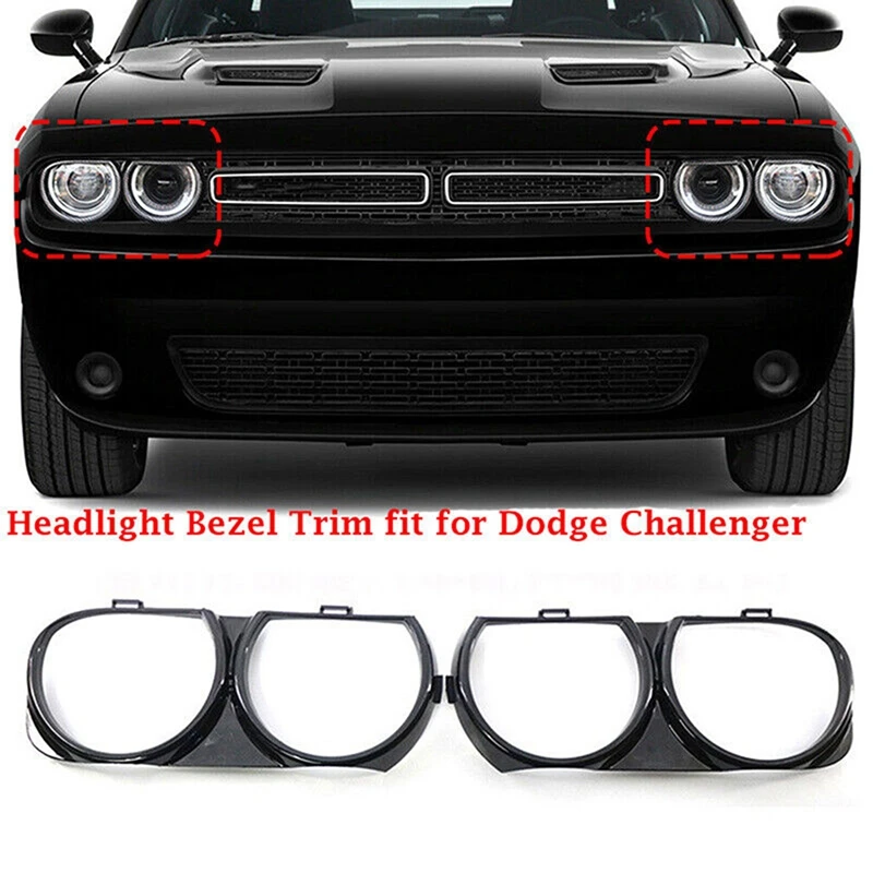 Front Headlight Lamp Bezel Grille Frame Trim For Dodge Challenger 2015-2021 68259053AB 68259052AB