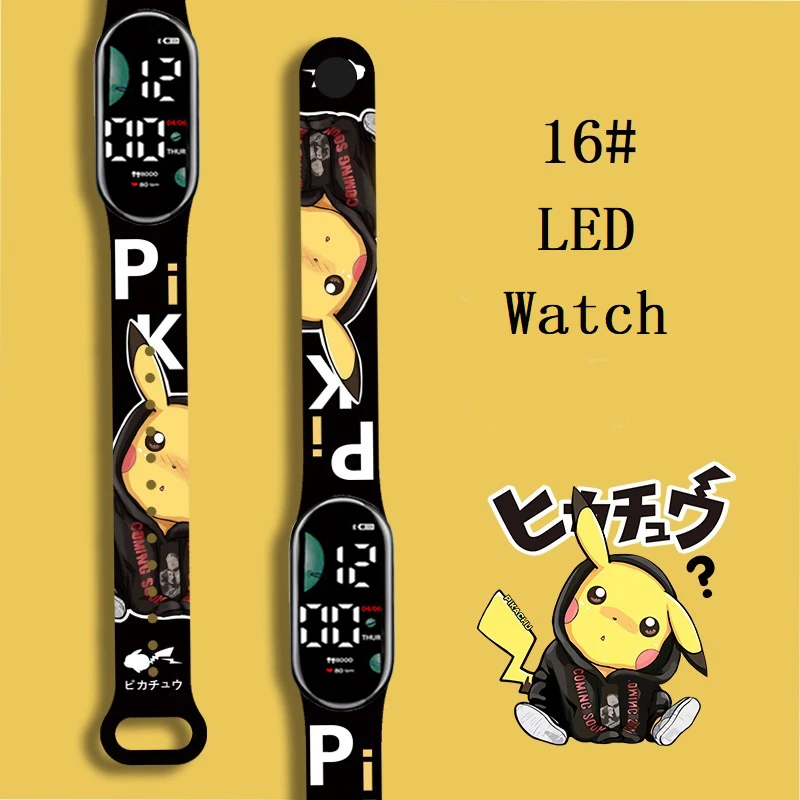 

Pokemon Strap LED Electronic Watch Fashion Colorful Bracelet Touch Waterproof Anime Character Pikachu Kid Digital Watches