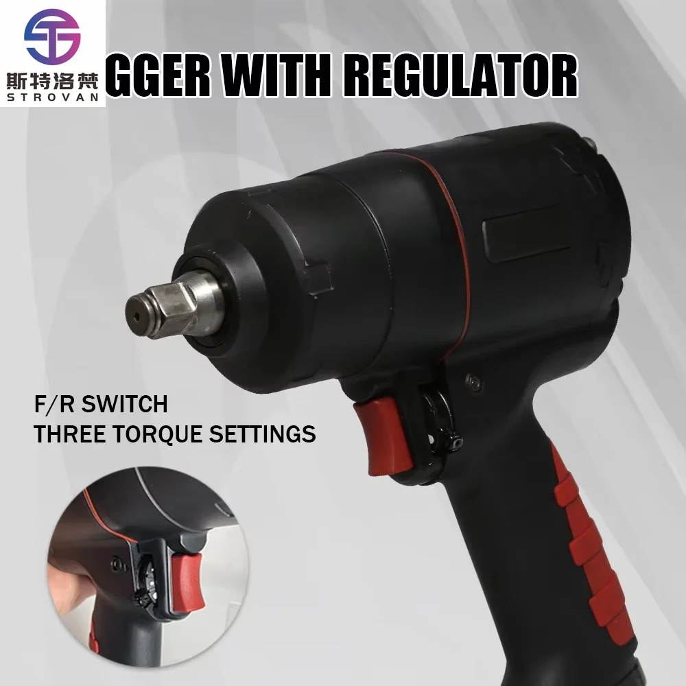 Twin Hammer Impact Wrench 1/2 Inch 950 Ft-Lb Torque 8000 Rpm Air Tool M16 Bolt Capacity Industrial Use