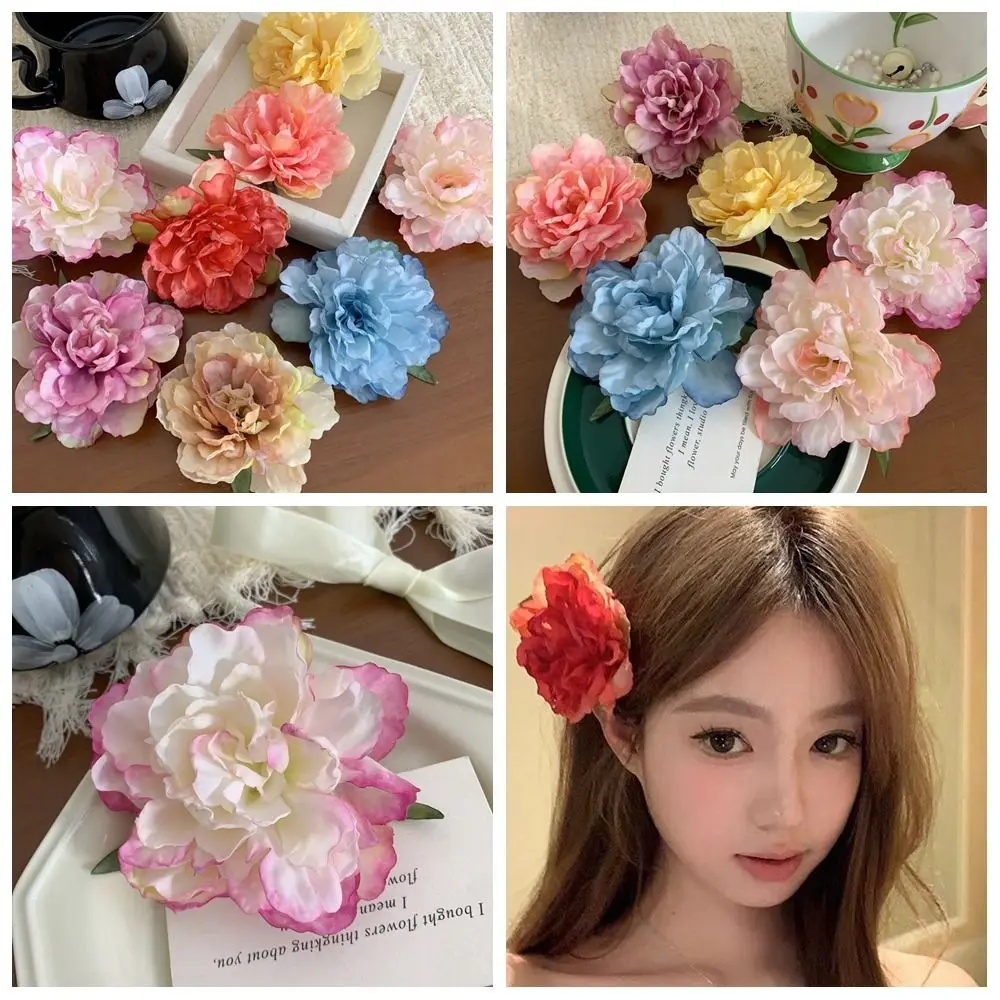 Cloth Simulation Flower Hair Clip Bohemian Style Seaside Vacation Headwear Rose Hairpin Barrettes Headdress Girl Hair Clip