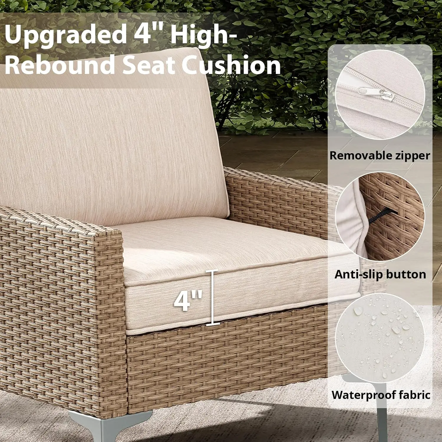 2-Piece Outdoor Sectional Sofa, All-Weather Wicker Patio Furniture With Loveseat & Glass Table, Garden Set , Customized