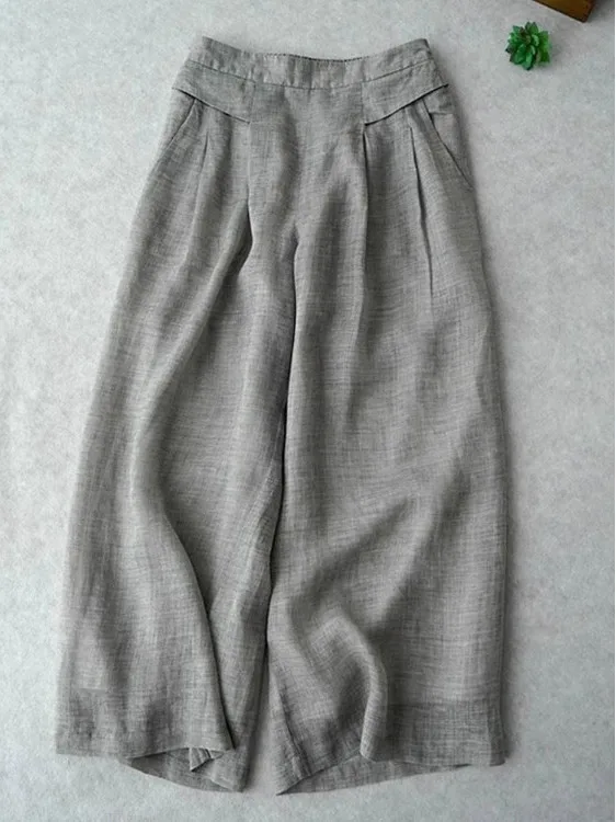 Slimming Effectiven Summer Thin Wide Leg Pants Women's Casual Straight Leg Trousers Harajuku Sle High Waist Nine Points