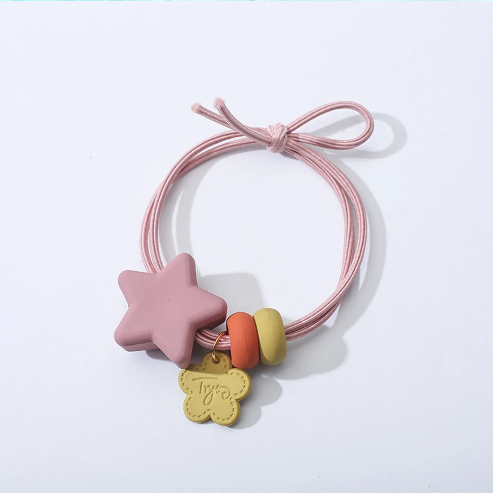 

5pcs Hair Ties Kids Ponytail Holder Stretch Hair Cute Girl Accessories Daily Wear Fresh Elastic for Baby