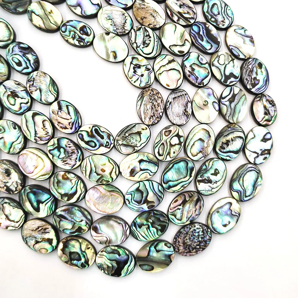 10pcs Natural Abalone Shell Beaded Charms Women Jewelry Making 8~18mm Oval-shaped Loose Beads DIY Bracelet Necklace Accessories