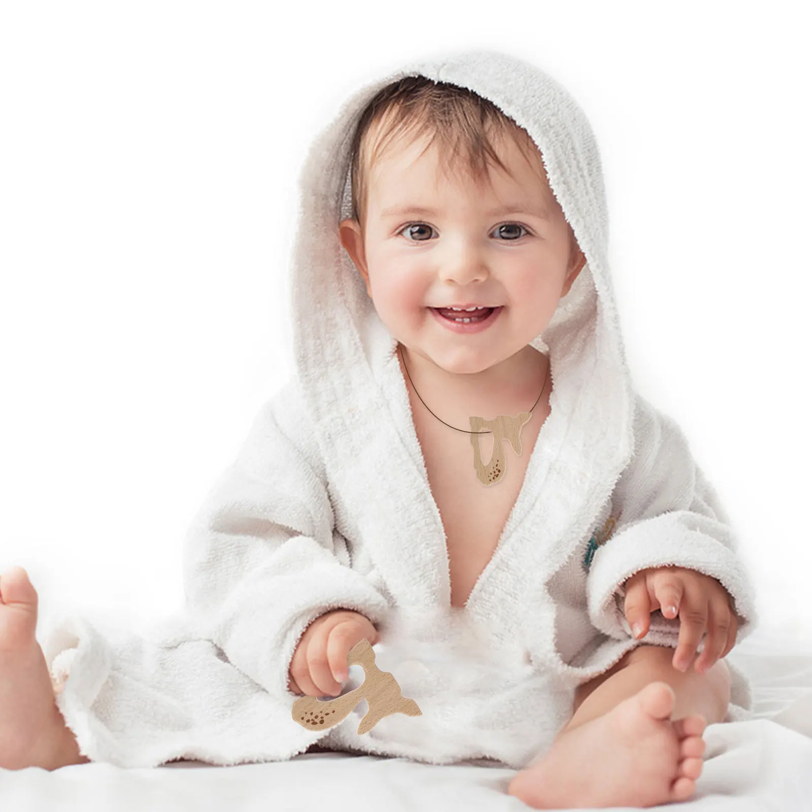 10 pçs de madeira faia bebê pingente para diy chupeta corrente decoração molar crianças mordedor de madeira chupeta corrente adornos