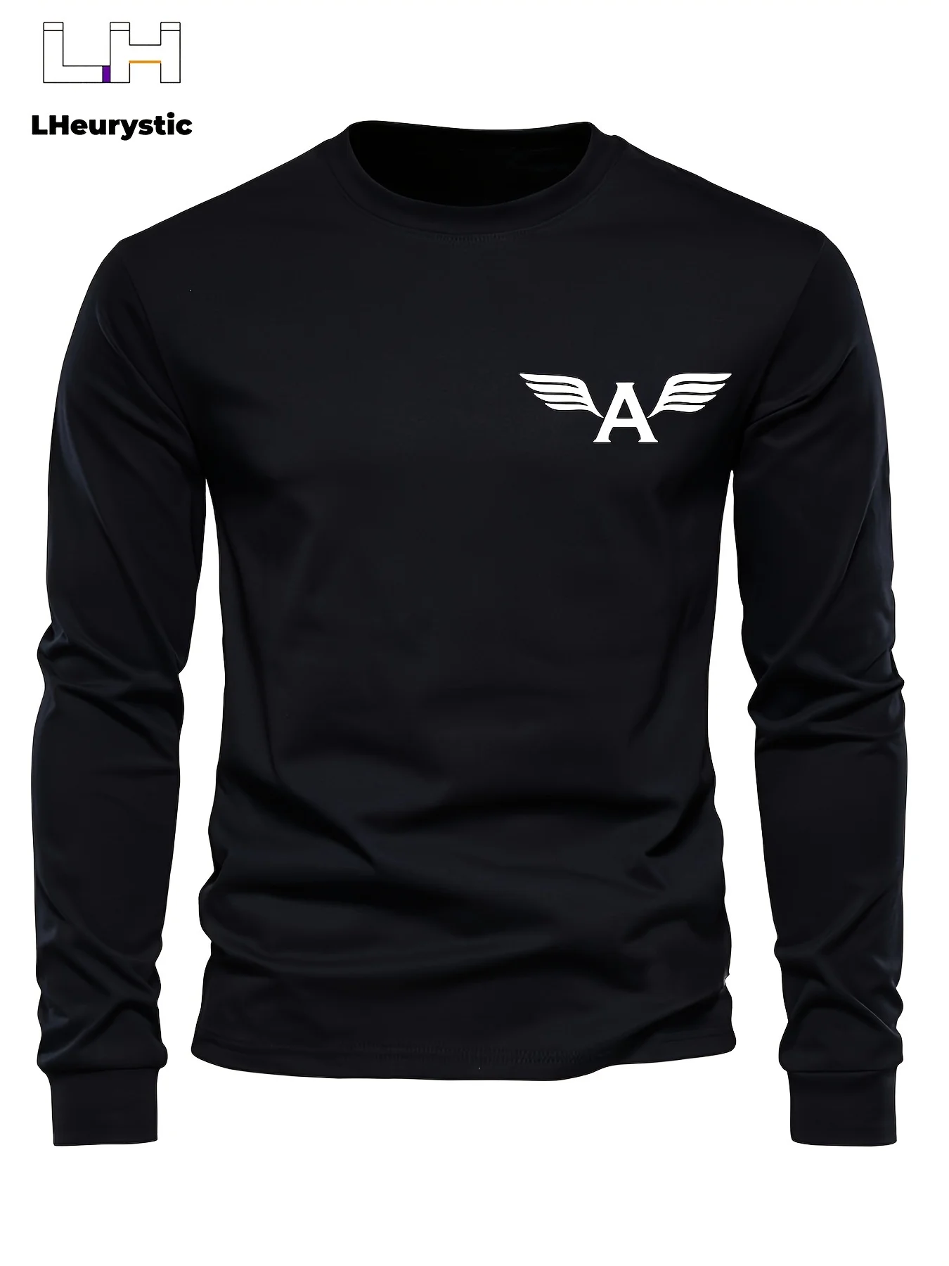 เสื้อยืดคอกลมแขนยาวผู้ชายผ้าฝ้ายแท้ 100% พิมพ์ลายตัวอักษรคลาสสิกทรงหลวมใส่สบายสำหรับฤดูใบไม้ร่วงและฤดูหนาว