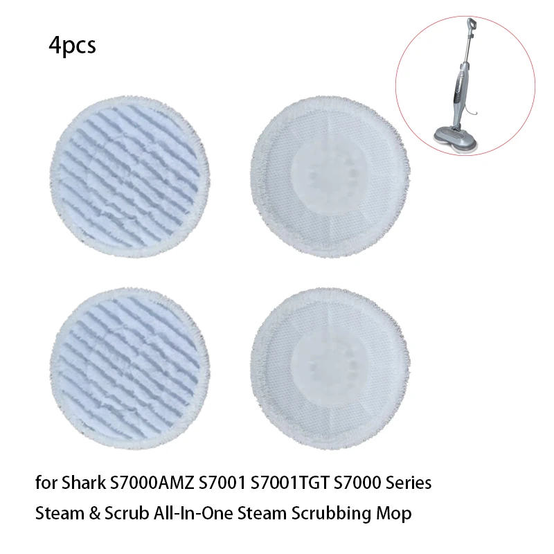 

4pcs For Shark S7000AMZ S7001 S7001TGT S7000 Series Steam & Scrub All-In-One Steam Scrubbing Mop Pads Replacement Cloths