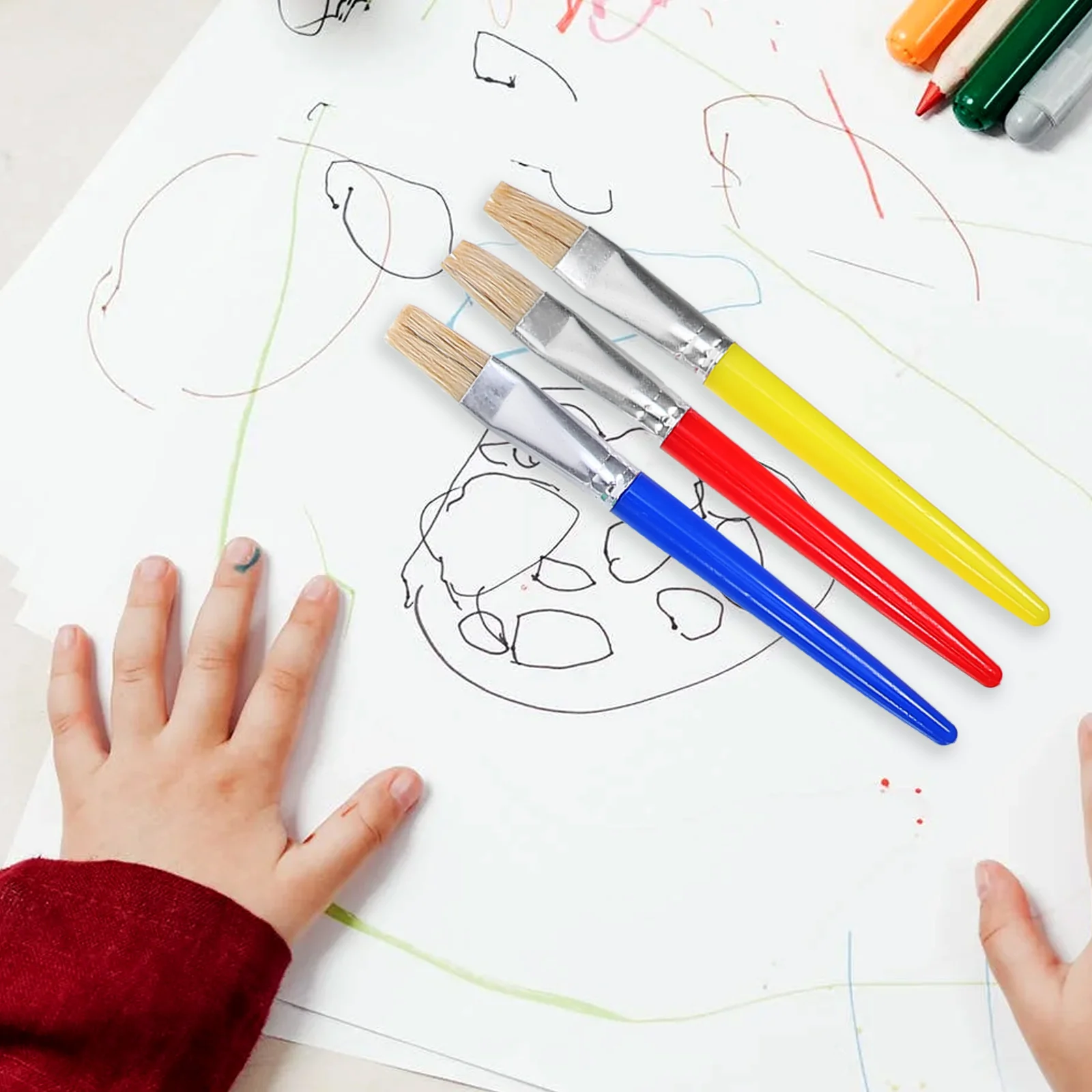 

12Pcs Paint Brushes for Small Round Flat Painting Brush Set Watercolor Oil Acrylic Art Student Supplies Painting Brush Kit