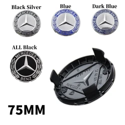 4Pcs 75MM automobile hub center cover is suitable for Mercedes-Benz B/C/E/S A C200L GLK CLA GLC retro gold multicolor optional.