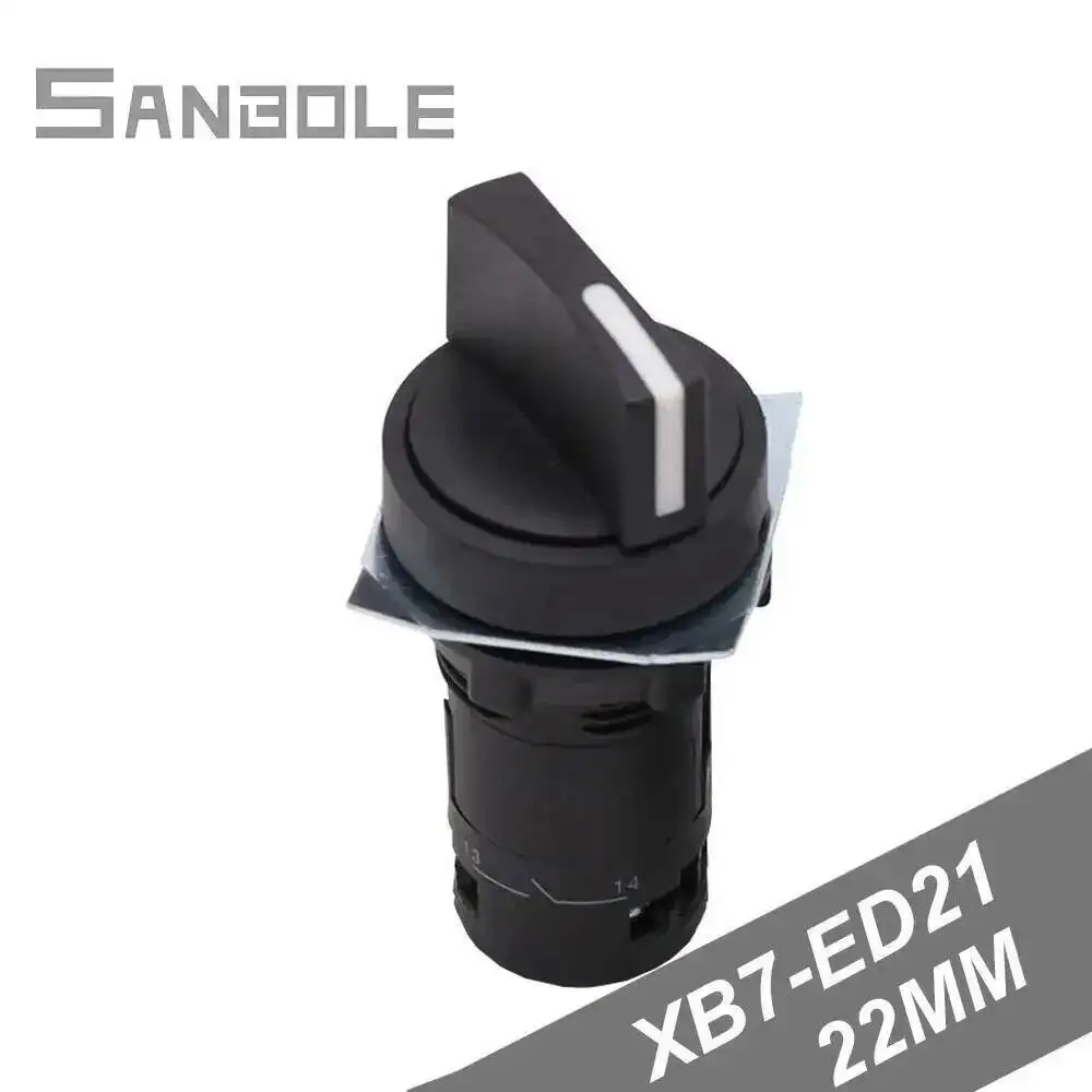5Pcs XB7-ED21 2-Position Self-Locking Rotary Switch Knob 22MM Plastic Cylindrical Integrated Handle Control