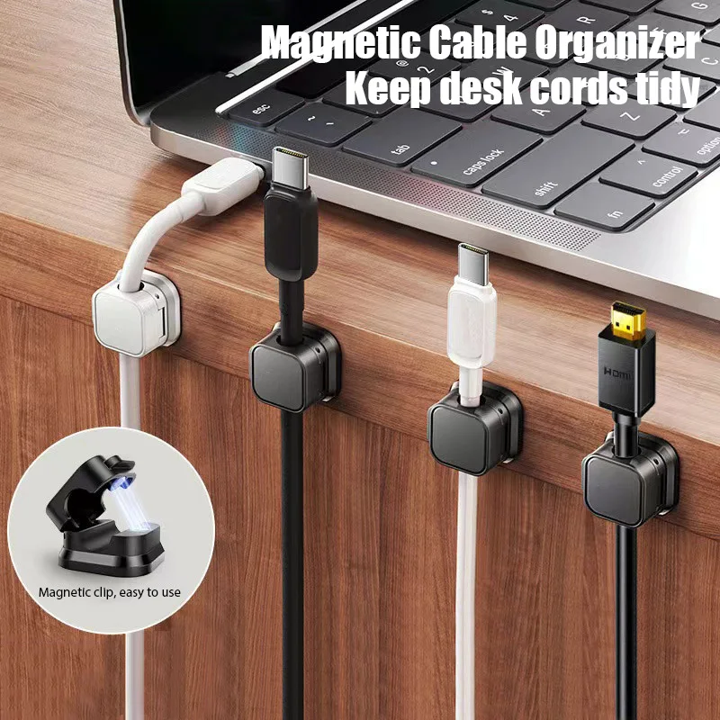 

6PCS Magnetic Cable Clip Set Magnetic Cable Clips Cable Organiser Adjustable Cord Holder Under Desk Cable Management Holder