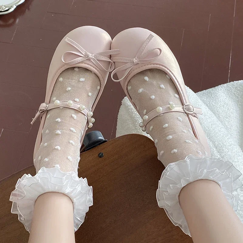 Zapatos de lujo para Mujer, Zapatillas de Ballet planas de diseño para primavera y verano, Zapatos Mary Jane con perlas, bailarinas para Mujer