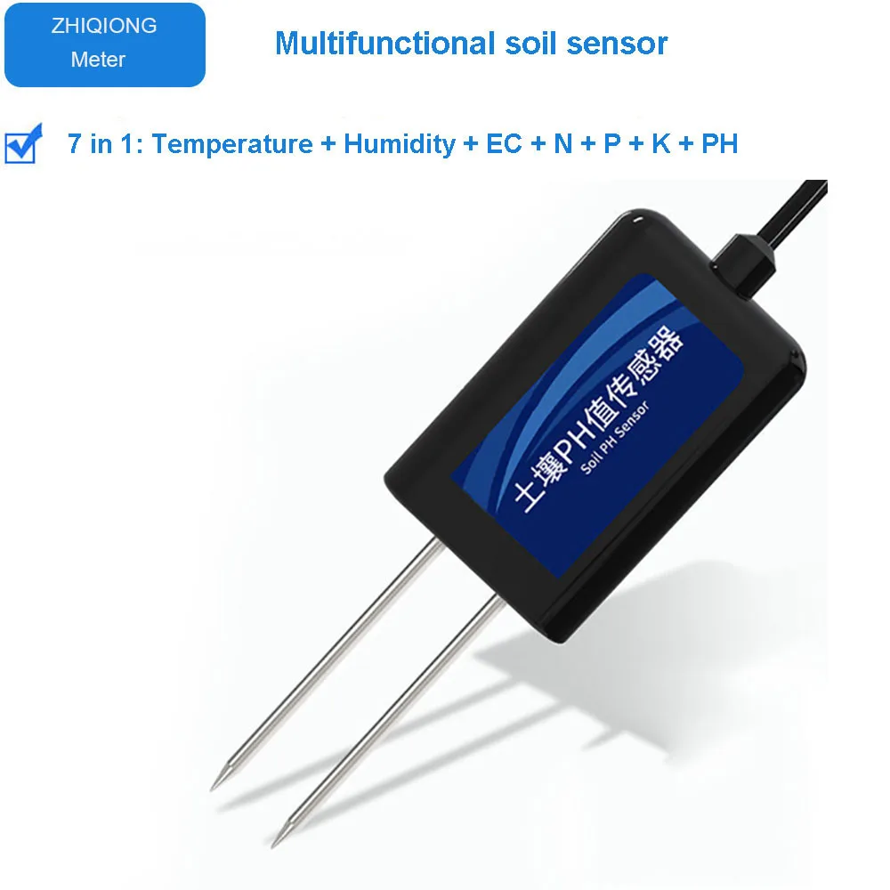 Soil 7 in 1 multi-parameter temperature and humidity EC nitrogen phosphorus potassium pH sensor RS485 4-20mA