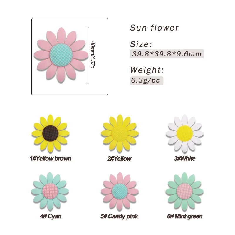 5/10Pcs Flower Silicone Beads Sunflower Focus Beads Food Grade For Jewelry Making DIY Necklace Pacifier Chain Accessories