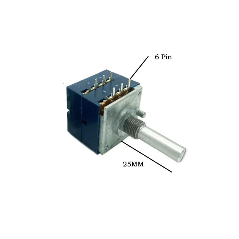 1pc ALPS RK27 Dual-unit Serrated Volume Rotary Potentiometer 5kX2 10k 20k 50K 100K 250k 500k Round/Flat Shaft 6Pin Leng 25mm