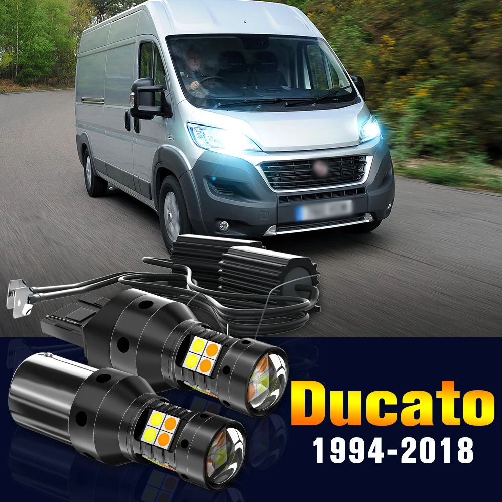 2pcs LED Dual Mode Turn Signal+Daytime Running Light DRL Lamp For Fiat Ducato 1994-2018 2012 2013 2014 2015 2016 Accessories