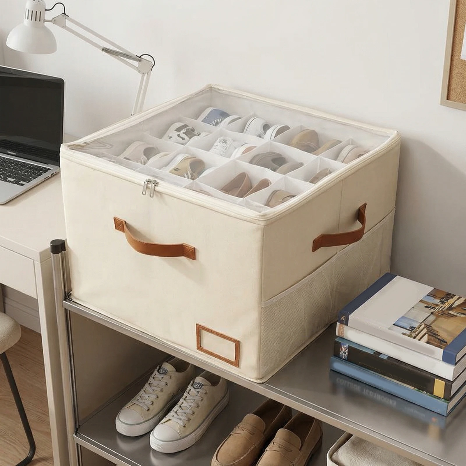 

Коробка для хранения обуви, вмещающая до 16 пар, с прозрачной крышкой Белый