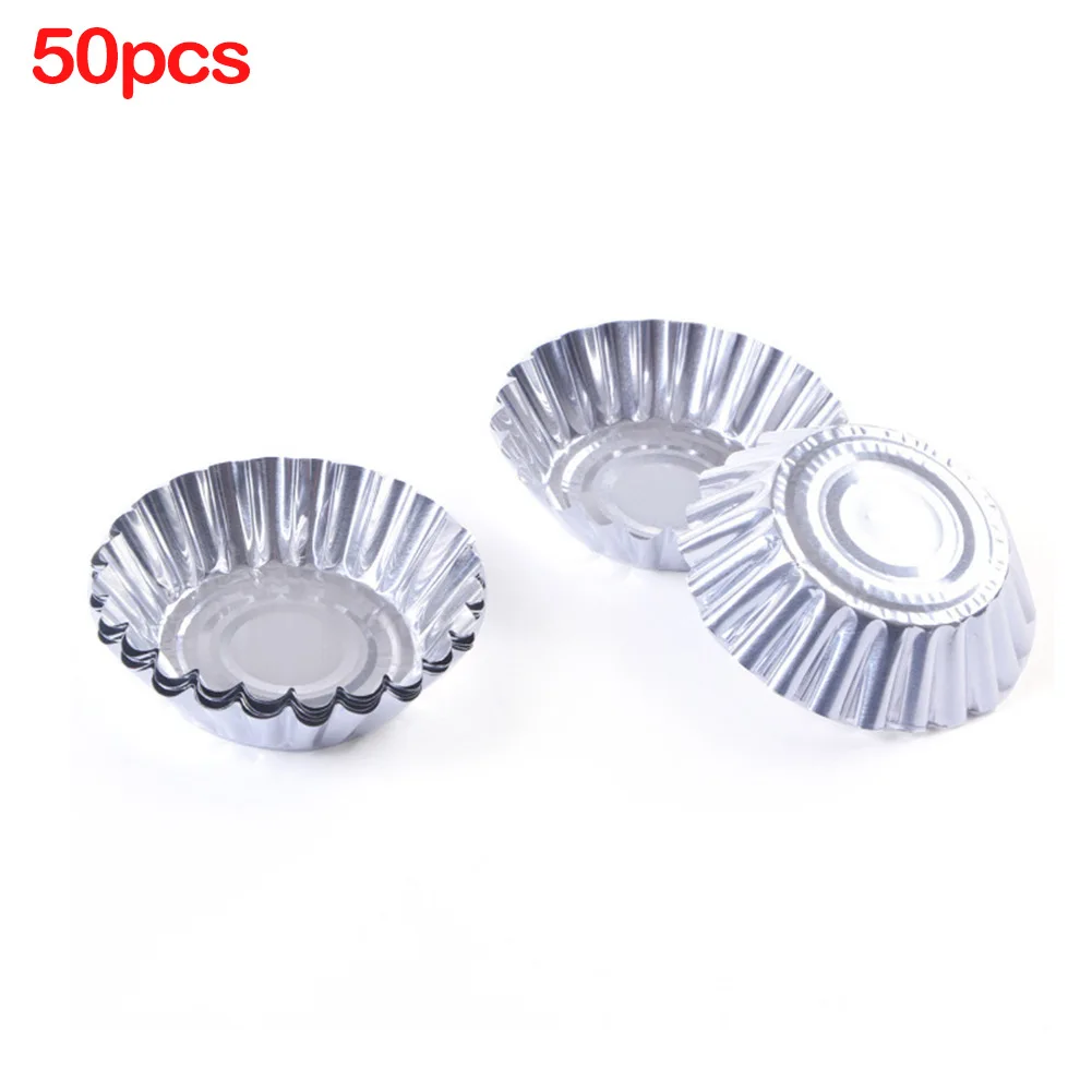 50Pcs Tin Paper Baking Cups for Egg Tart Muffin Cupcake For Mold with Reliable Performance in Various Cooking Environments