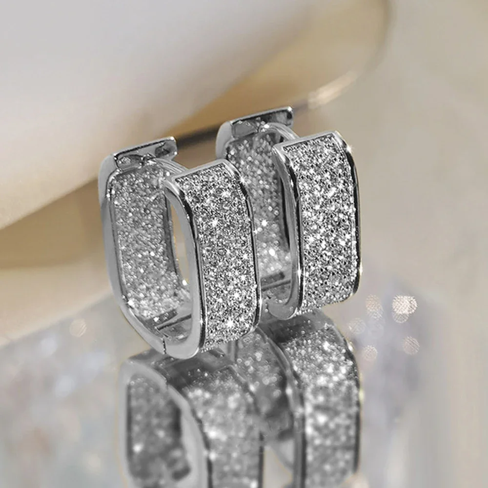 Clássico de luxo cz coreano moda feminina brincos metal prata ouro simples requintado meninas popular jóias acessórios seleção