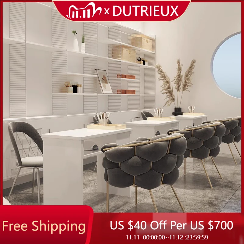 

Дизайнерские профессионалы Стол для ногтей Ручной Европейский макияж Приемная Маникюрный стол Дизайн Искусство Роскошная мебель для салона Nagel Tisch