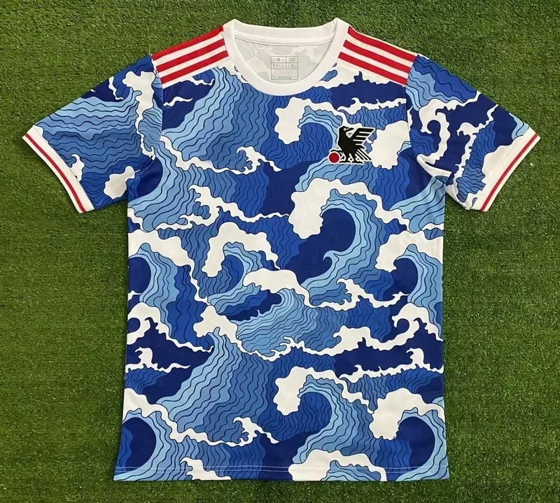 

2025 Japan National Team Jersey Ocean Wave Personalized Print Football Jersey Fans White and Blue Camouflage Short Sleeves Moto