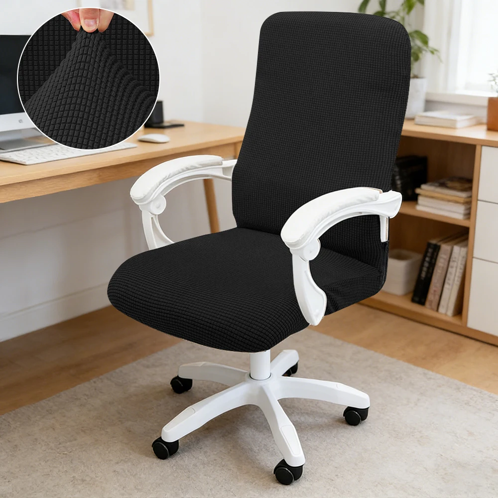 Waffle Jacquard Office Chair Cover Universal Stretchy Slipcover Washable Cover for Rotating Desk Computer Boss Gaming Chairs