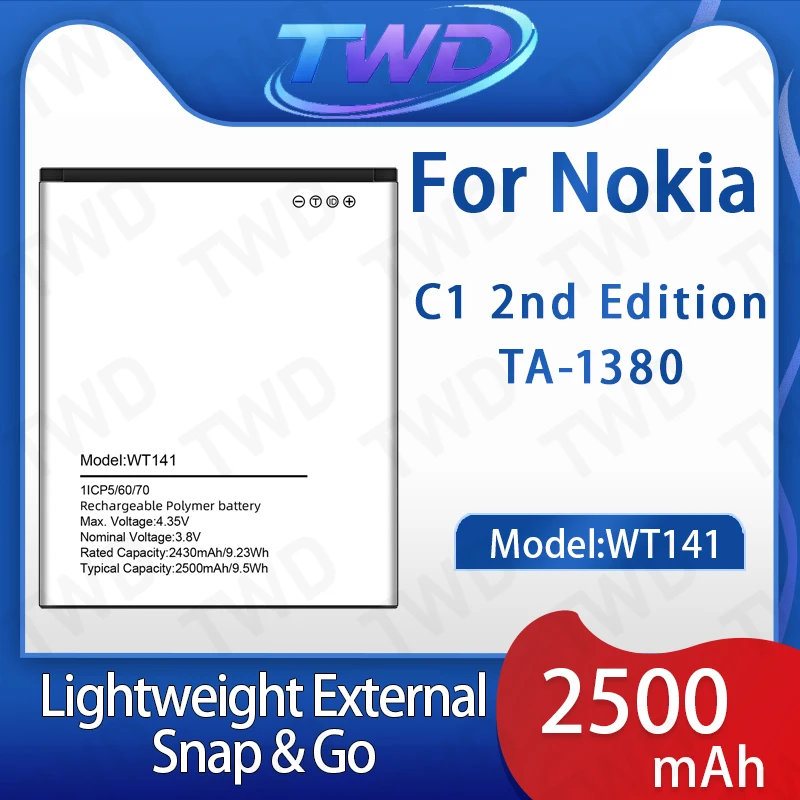 

WT141 Large capacity Battery For Nokia C1 2nd Edition/TA-1380 Batteries New High Quanlity