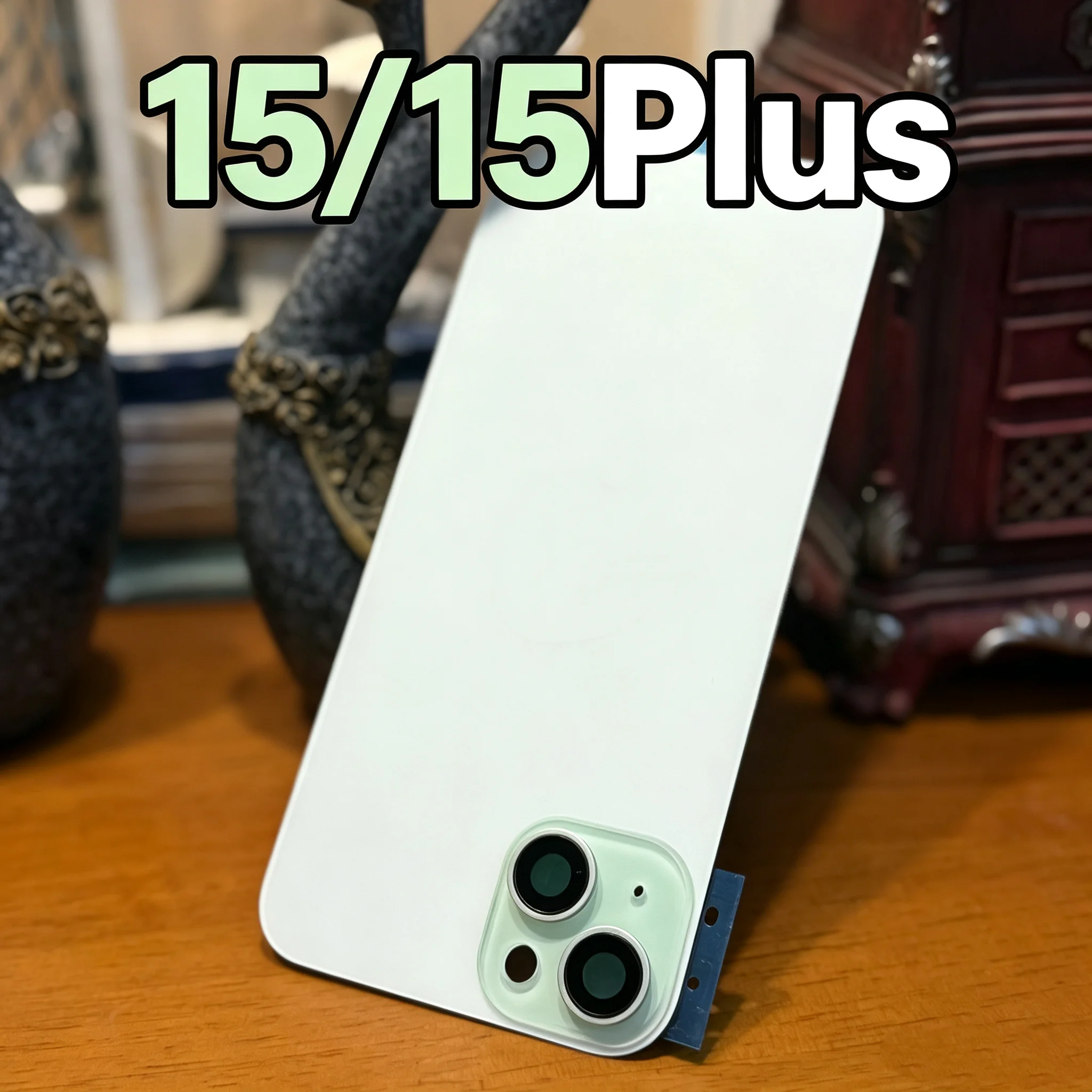 Mobile Phone Rear Back Glass Replacement For 15 15 Plus, 1PCS Back Cover Assembly With Magnets & Metal Brackets Repair Parts