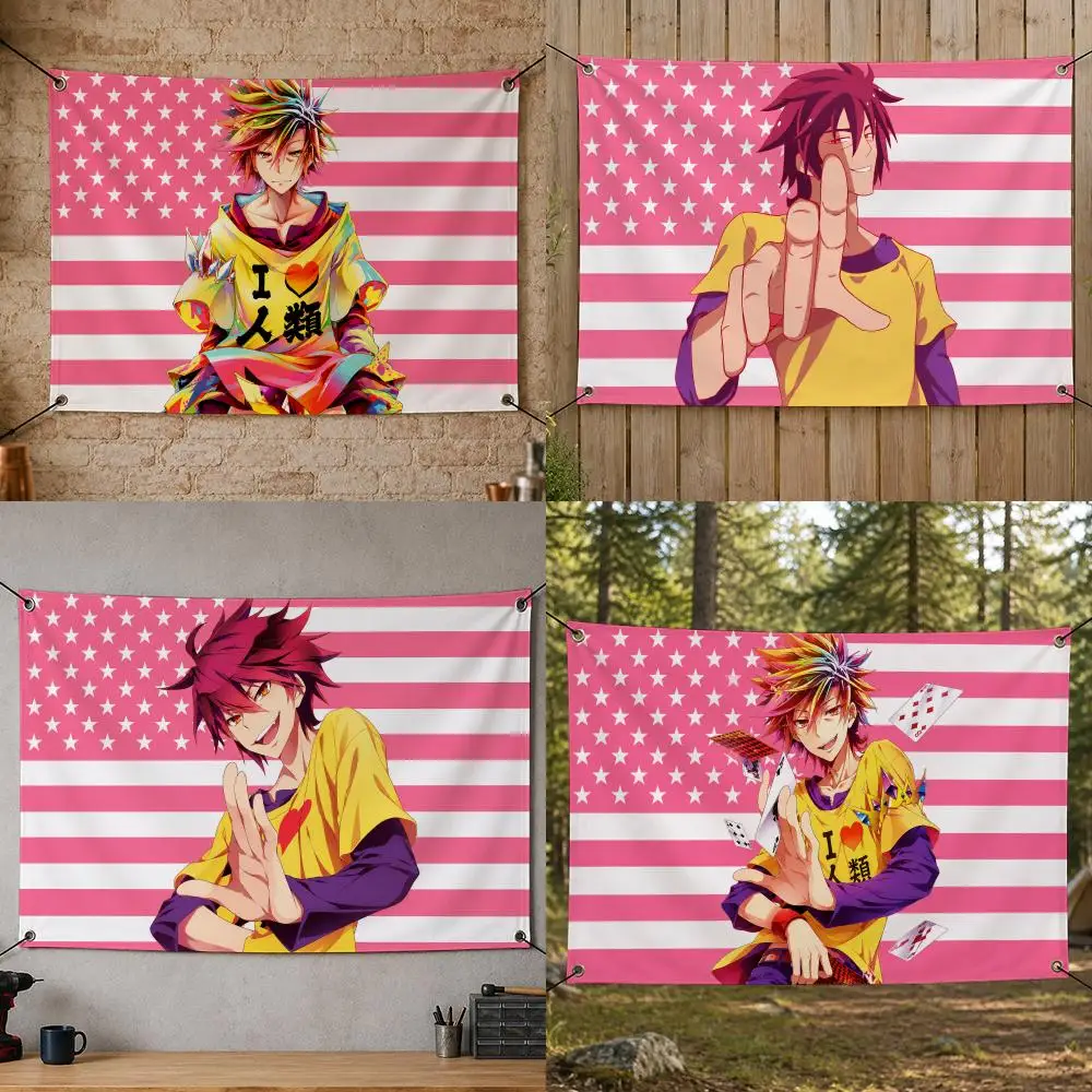 Anime Original Timeless Emotional Art N-No Game No Life Flags Flag Banner for Bedroom Dorm Party Home Living Room Game Room Gift
