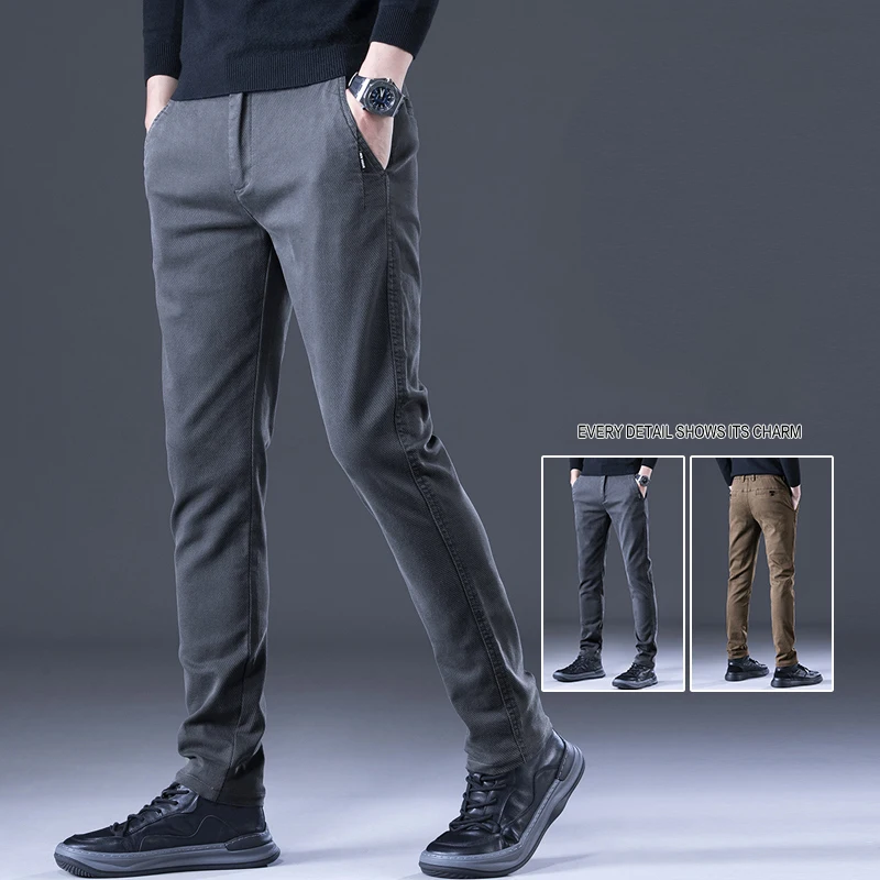 

Autumn New Classic Men's Straight Casual Pants Slim Elastic Business Comfortable Trousers Male Clothes Camel Formal Pant