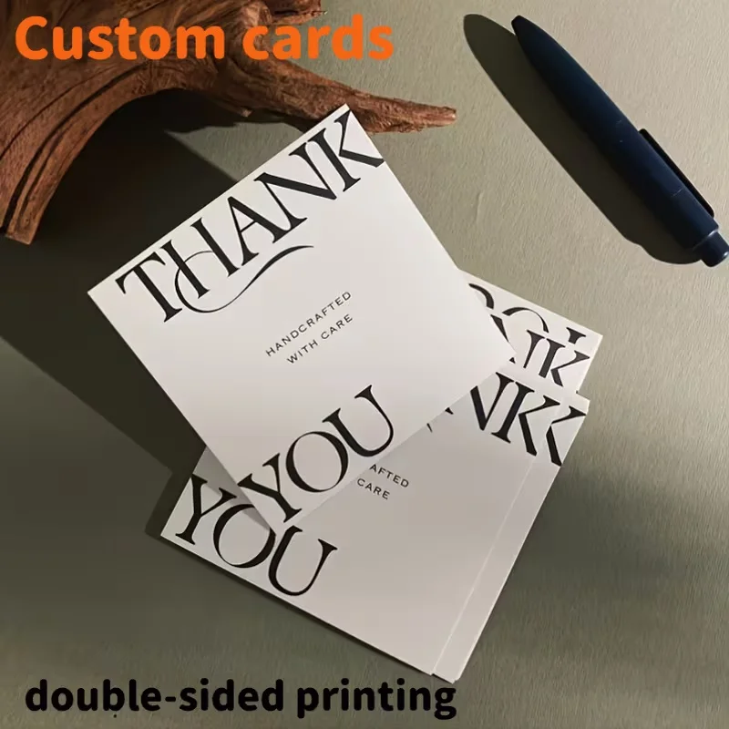 Customizable 200-Pack Square Thank You Card Set 3.15x3.15 Inch Size Personalized Logo & Text Ideal Gift Wrapping Cards for Frien