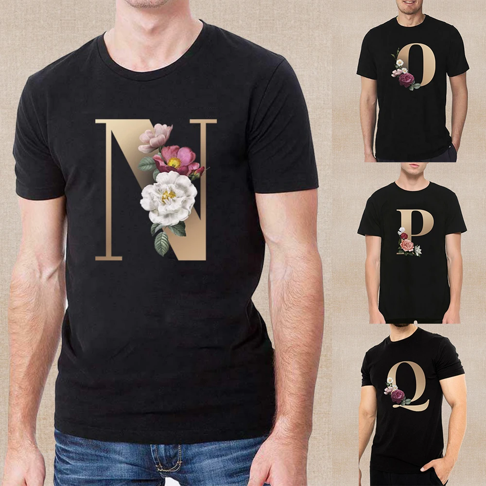 

2024 Summer New Men T Shirt Top O-neck Short Sleeve Gold Letter Printed Tees Men's Fashion Pullover T-shirt for Male Size S- 5XL