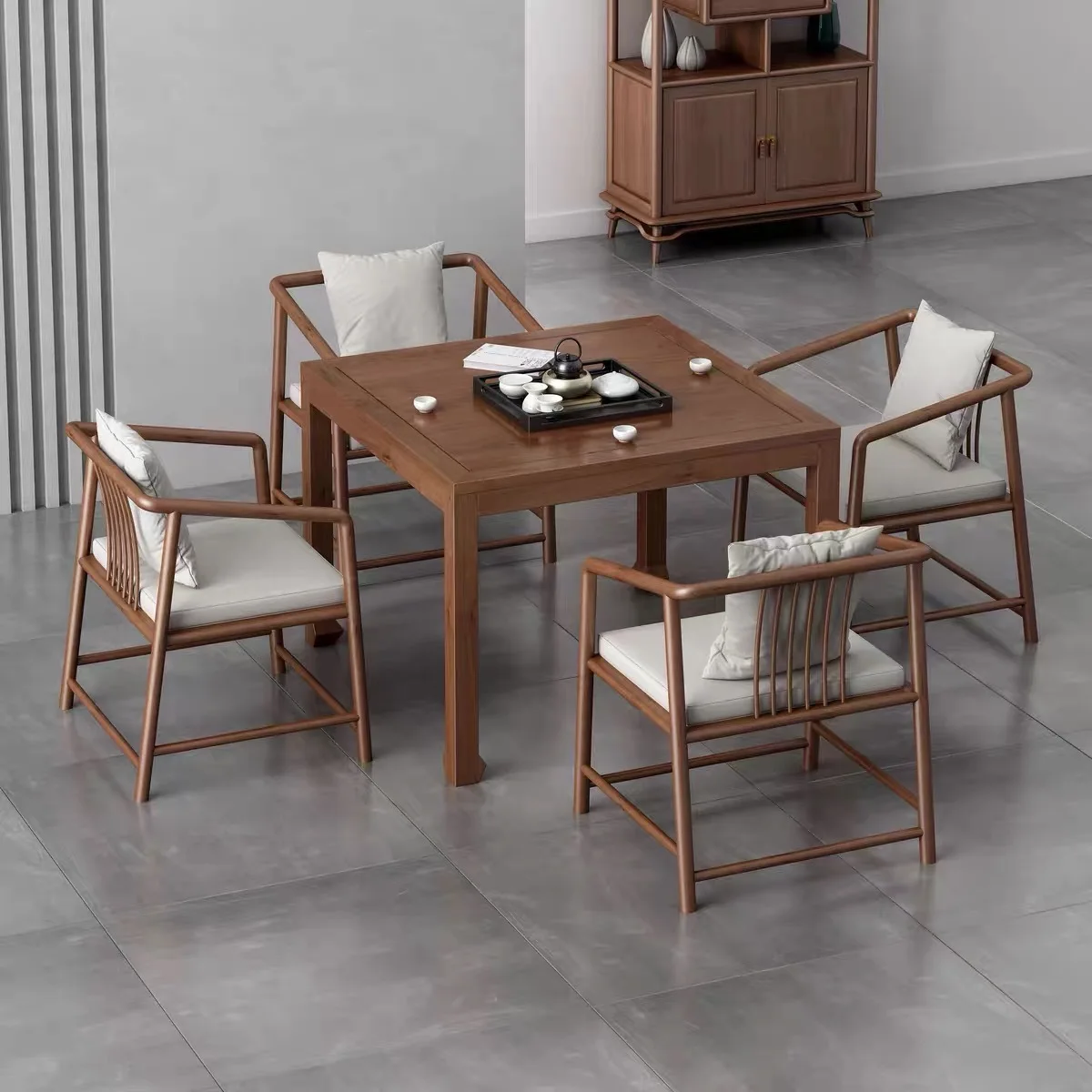 Solid wood combination office chess and card square combination solid wood tea table