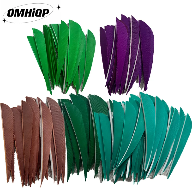 50Pcs Archery Turkey Feather Water Drop 3Inch Natural Fletching DIY Arrows Fletching Right Wing Vanes for Hunting Arrow