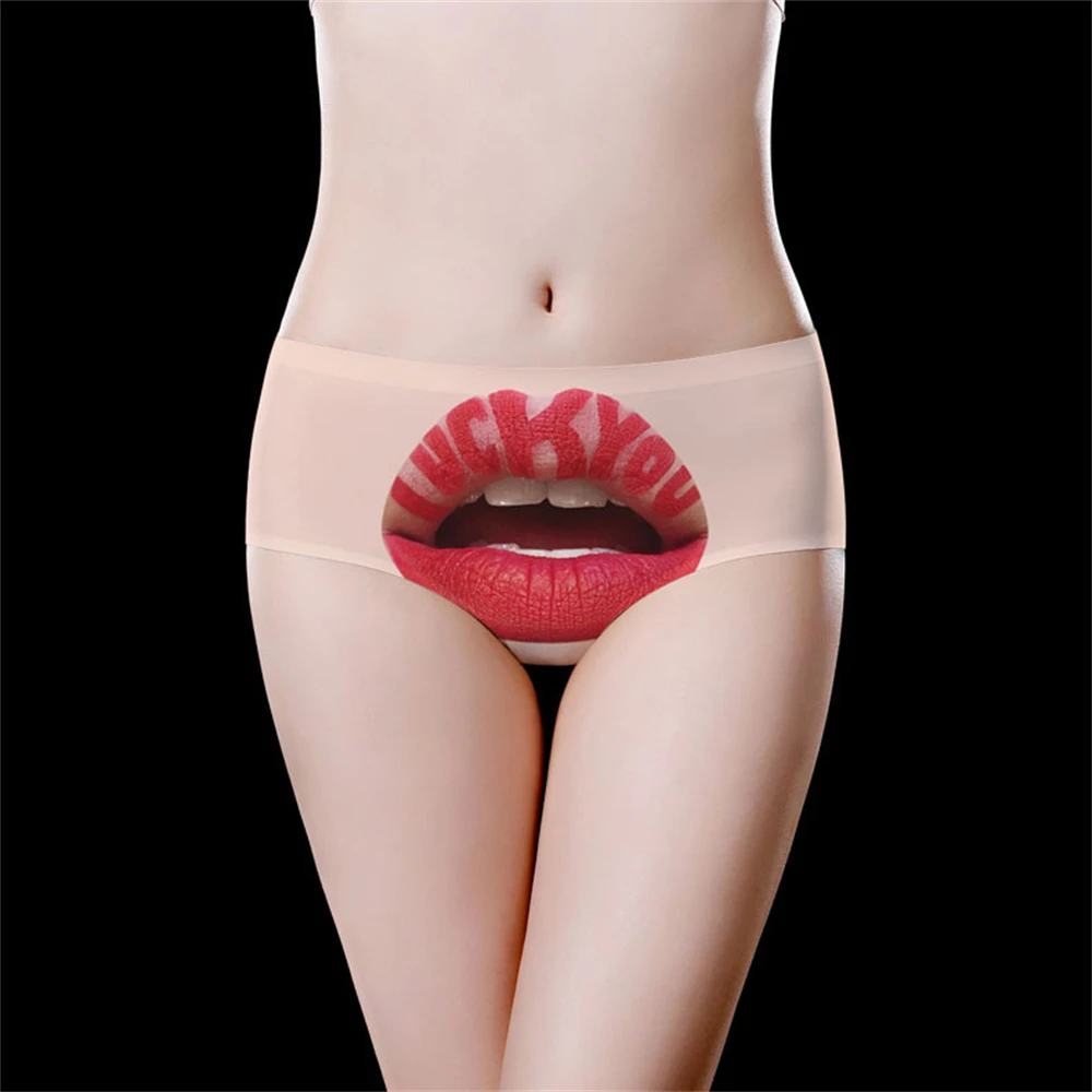 1 قطعة الحرير الجليد سلس مطبوعة الملابس الداخلية النسائية منتصف الخصر لطيف وحلو الفتيات مثلث السراويل تنفس وعارية #4