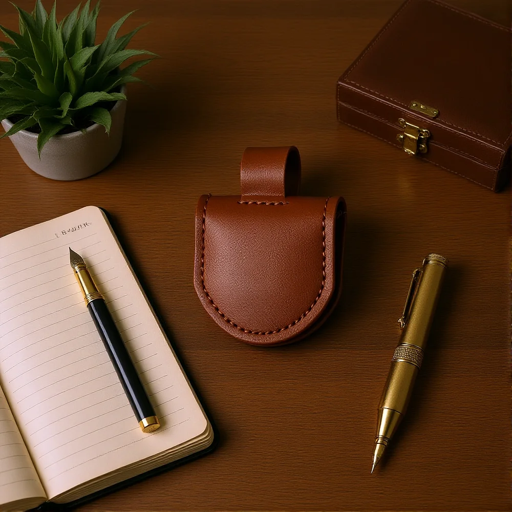 Pen Holder Magnetic - Leather Stationery Lightweight Magnetic Bookmark Fountain