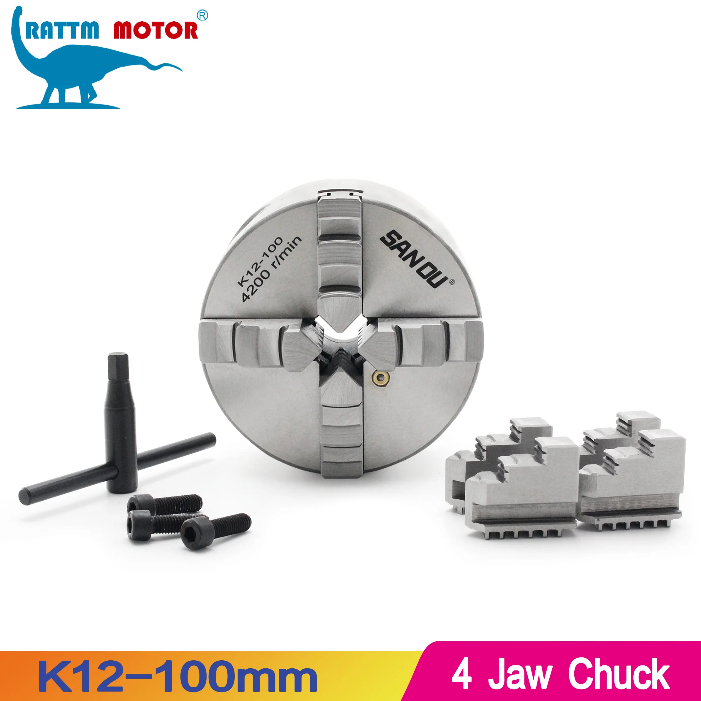 4 jaws K12-100mm Manual chuck self-centering chuck CNC Machine tool Lathe chuck RATTM MOTOR