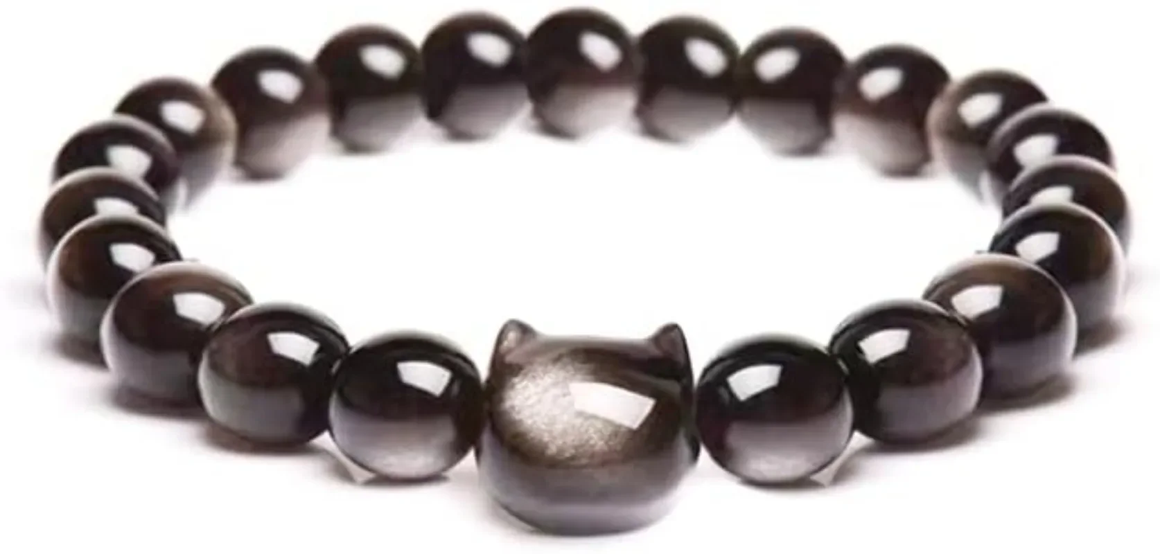 Money Attraction Cat Bracelet Black Obsidian Wealth Prosperity Abundance Stone Bead Bracelets  for Women Men Gifts